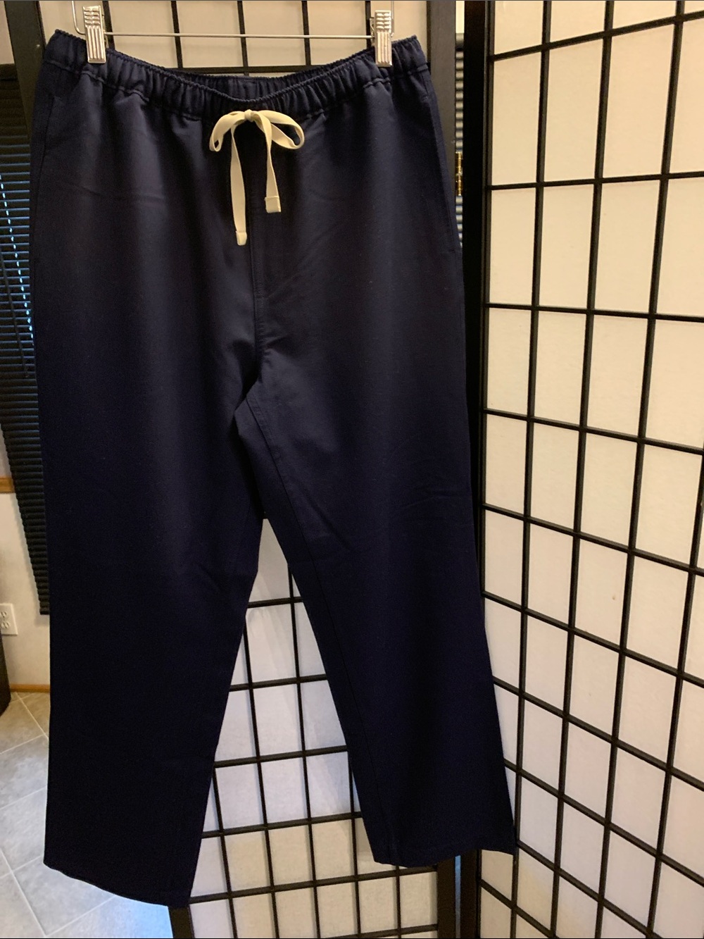 Figs Navy Pants with Cream Drawstring Size Medium